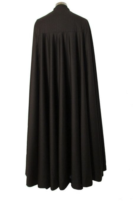 Destination beach wedding suit with a cape. Full back view.