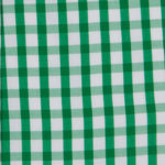 100% poplin cotton in an emerald gingham pattern ideal for shirts, dresses, skirts, pants, and unstructured blazers.