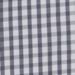 100% poplin cotton in a slate gingham pattern ideal for shirts, dresses, skirts, pants, and unstructured blazers.
