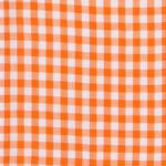 100% poplin cotton in a tiger gingham pattern ideal for shirts, dresses, skirts, pants, and unstructured blazers.