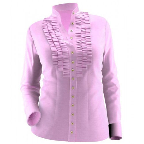 An image illustration of the button front closure with the placket and frills in women’s shirts.