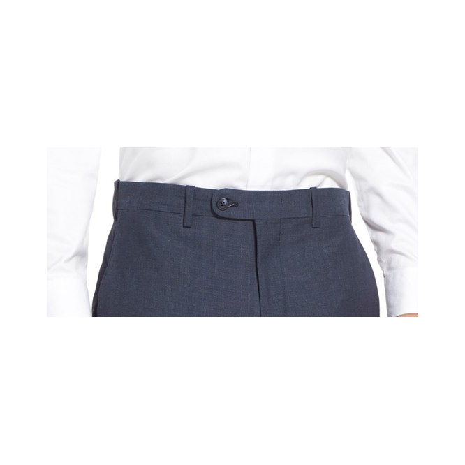mens trouser waistband closure with extended button tab round