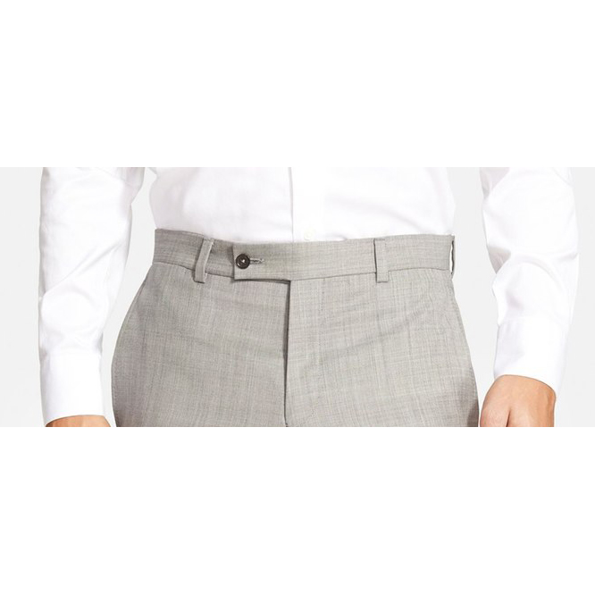 mens trouser waistband closure with extended button tab square
