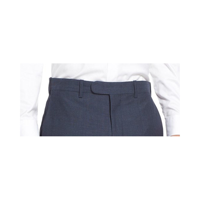 mens trouser waistband closure with extended hook tab round