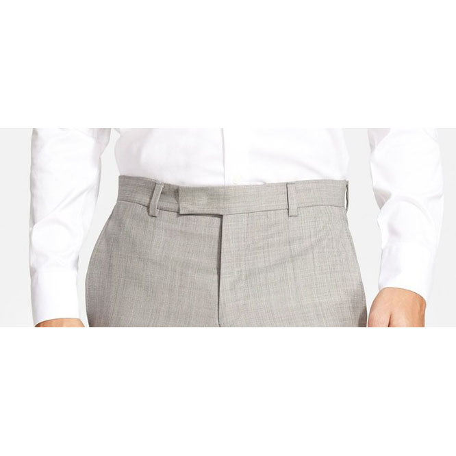 mens trouser waistband closure with extended hook tab square