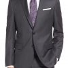 Mens merino wool & cashmere blend suit jacket full front view.