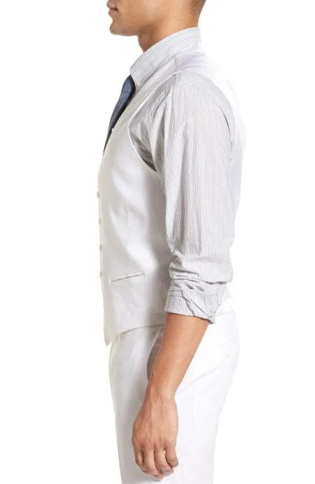 white linen vest full side view