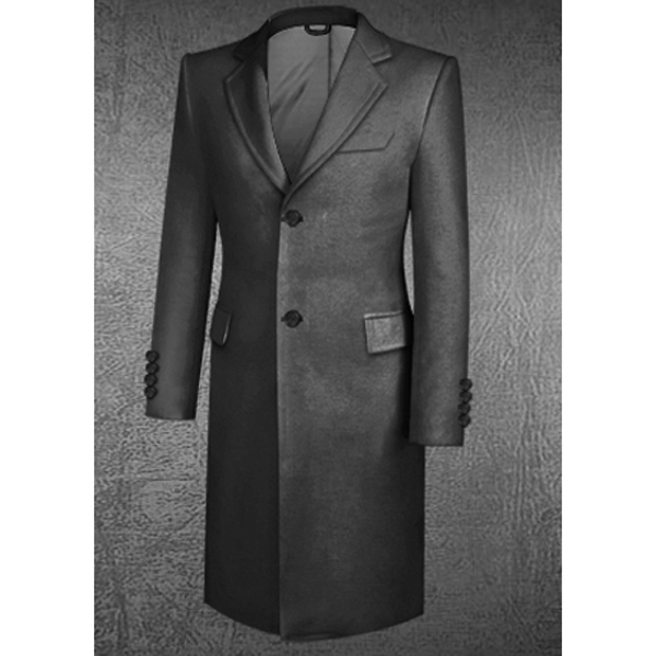 2 button frock coat closure with hip flap pocket