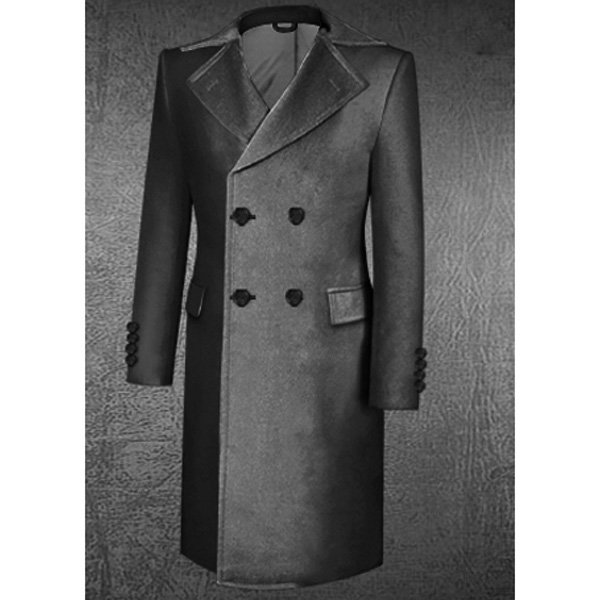 4×2 button frock coat closure with hip flap pocket