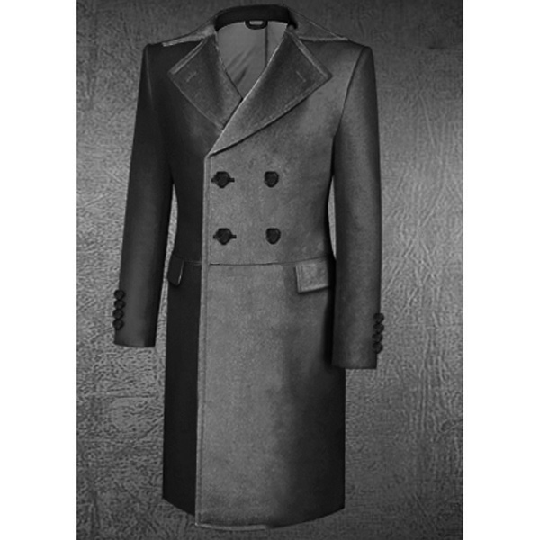 4×2 button frock coat closure with waist seam flap pocket