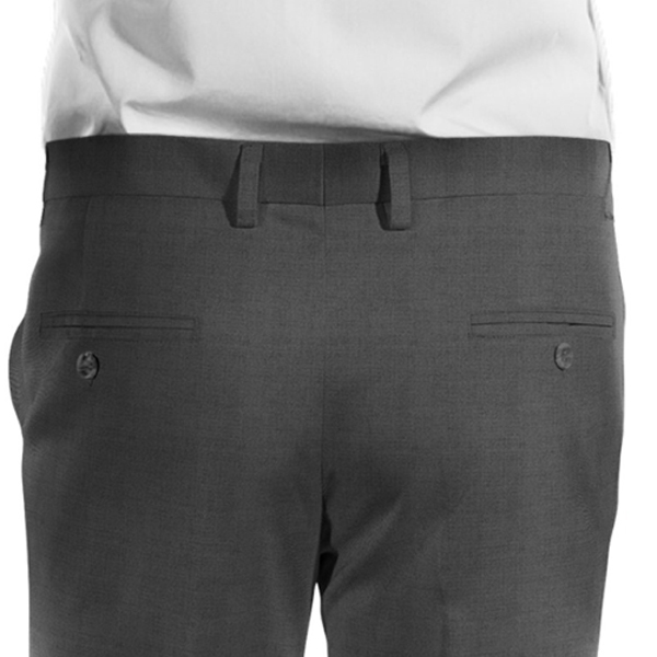 Pants piped back pockets with button closure