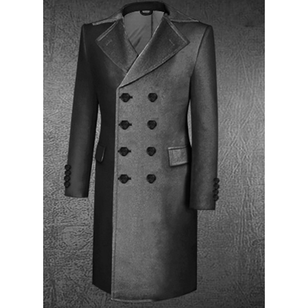 8×4 button frock coat closure with hip flap pocket