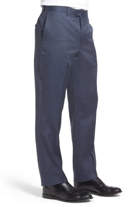 All season wool dress pants for men in flat-front styling full side view