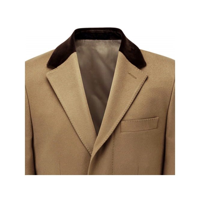 chocolate brown velvet collar in men’s coat