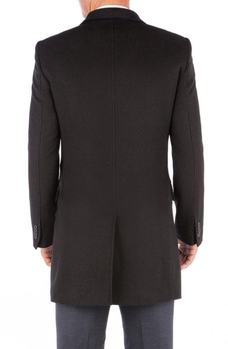all purpose black topcoat full back view