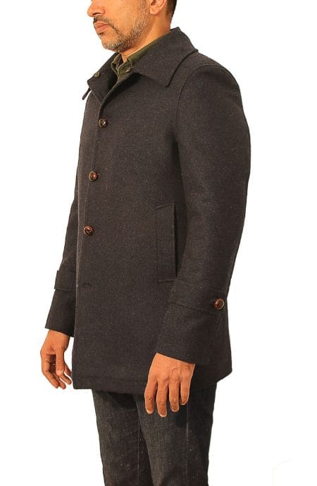 men's car coat in wool full side view
