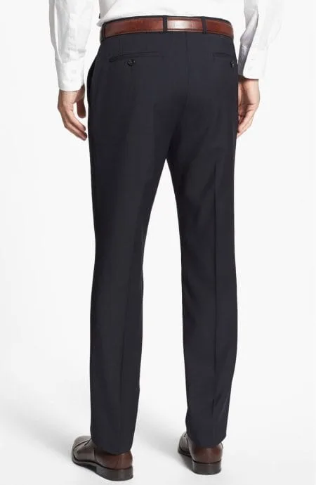 High twist wool work pants for men full back view.
