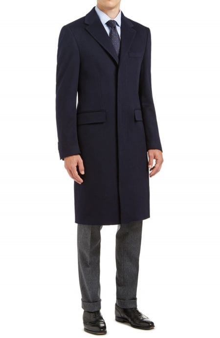 men's navy wool cashmere topcoat