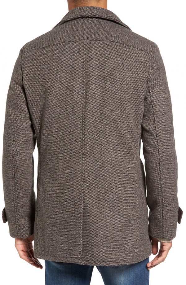 Herringbone Car Coat in Tweed Wool - Men's Tweed Car Coat