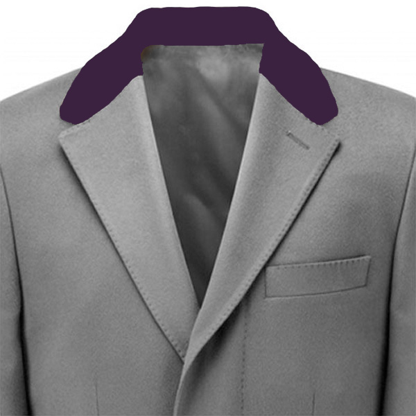 purple velvet collar in coat