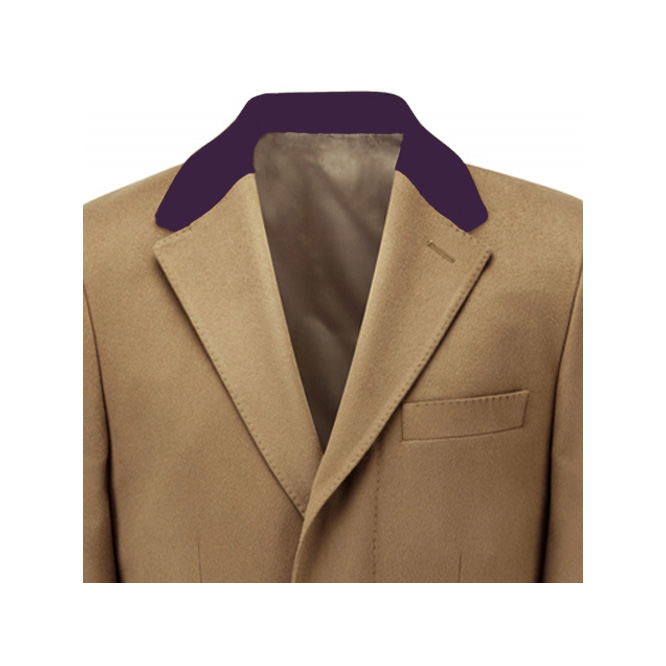 purple velvet collar in men’s coat