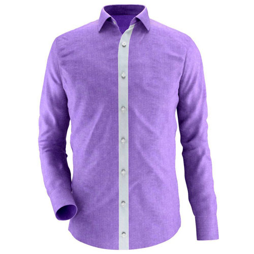 White fastening placket front in the men’s shirt.