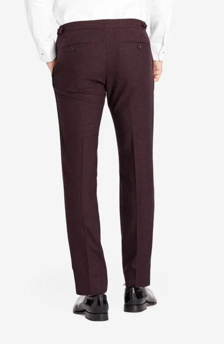 Flannel dress pants in a slim fit full back view.
