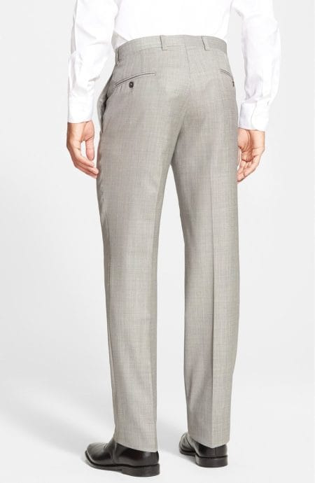 Gray melange dress pants full back view.