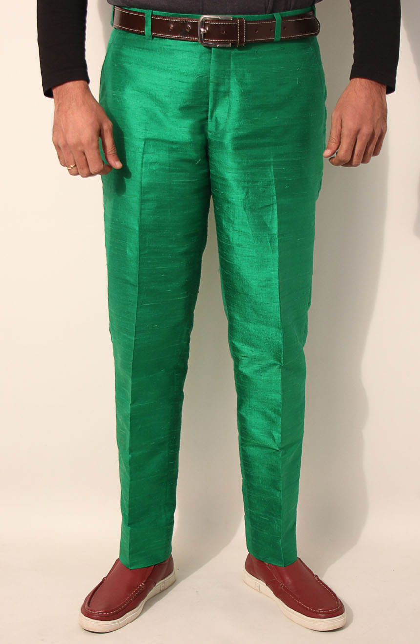 Men's silk dress pants in dupioni silk for everyday use