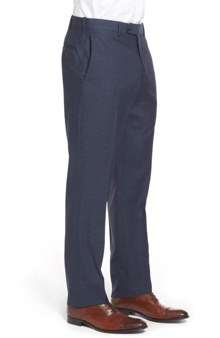Mens sharkskin dress pants full side view.