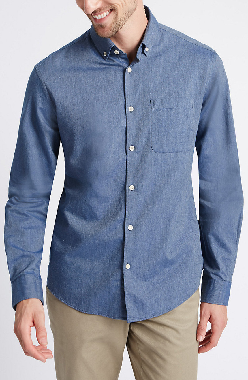 Blue Egyptian cotton dress shirts with free shipping and free test shirt.