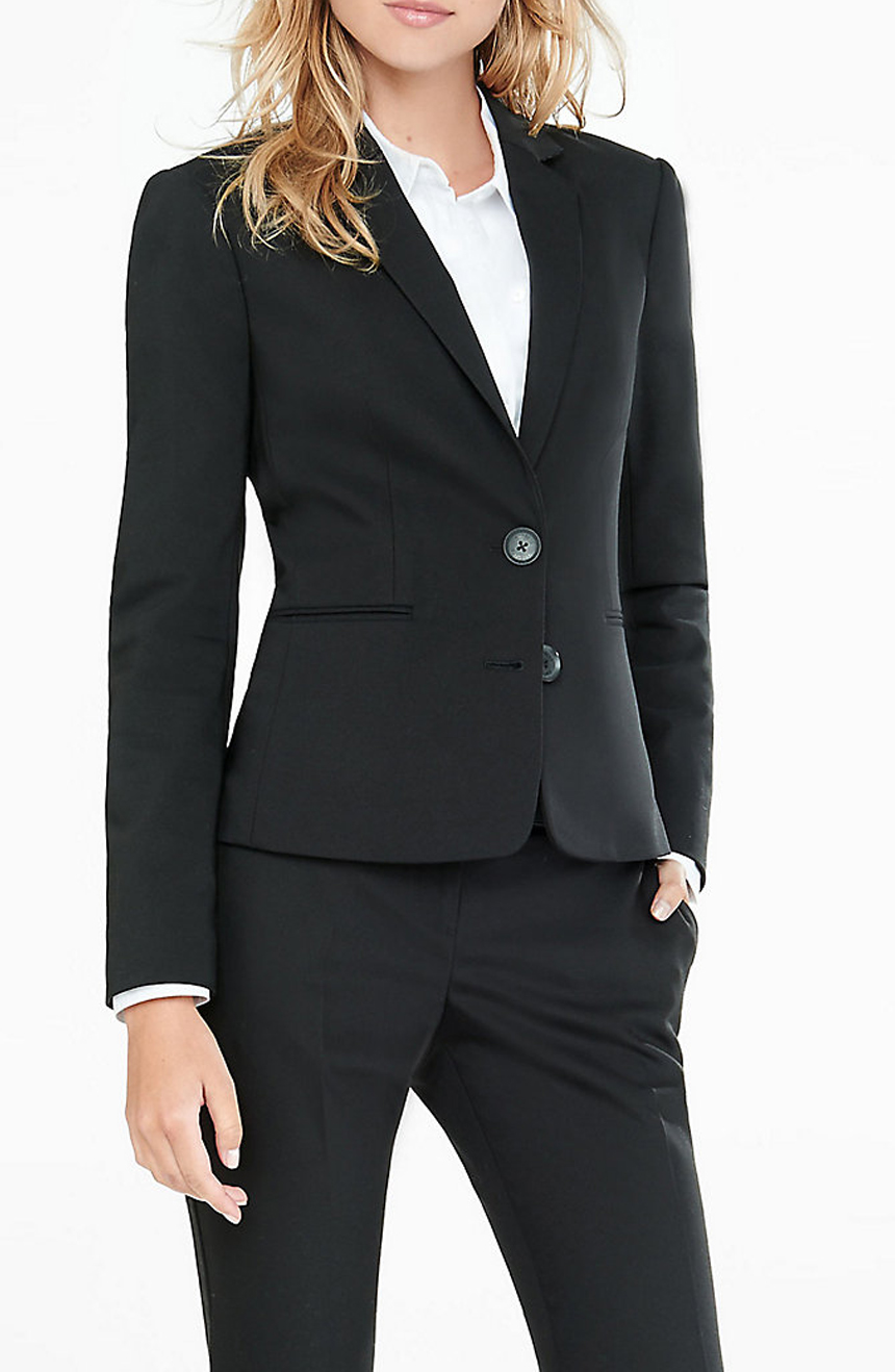 Black suit for women sets you apart in a sea of suits with just a little  shinier.