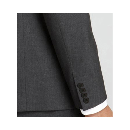 Stacked button stance in a jacket sleeve cuff.