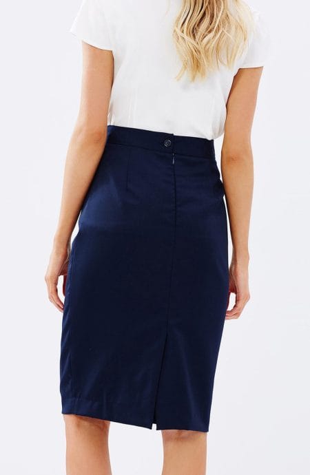 High waisted work skirt for ladies back view.