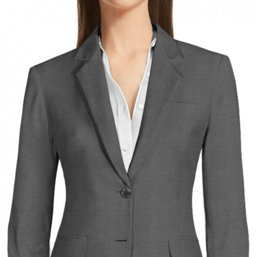 Main fabric collar in women’s single-breasted jacket.
