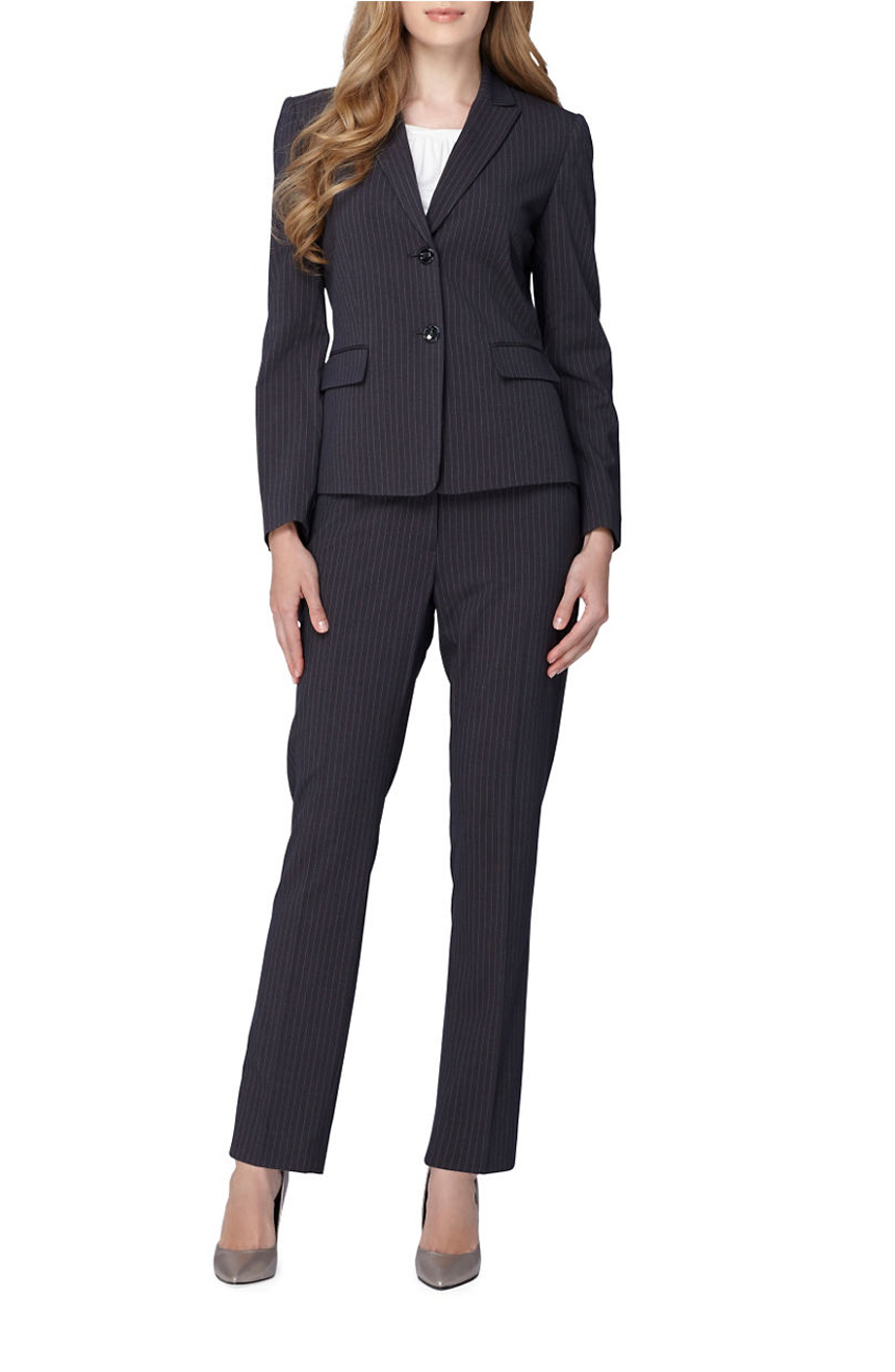Womens business suit in pinstripe cloth for a power look