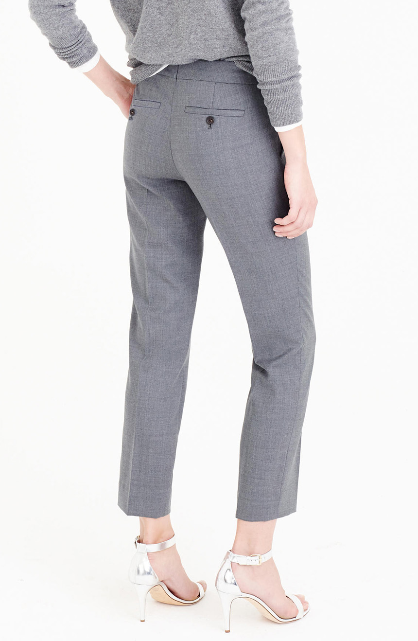 Women's mid rise tapered leg dress pants cropped for a perfect drape