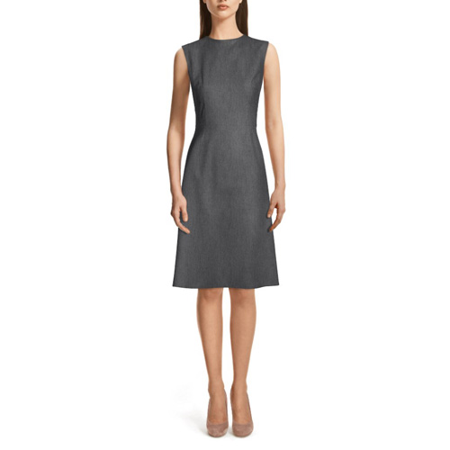 A-line hem in women’s dress with no vent.