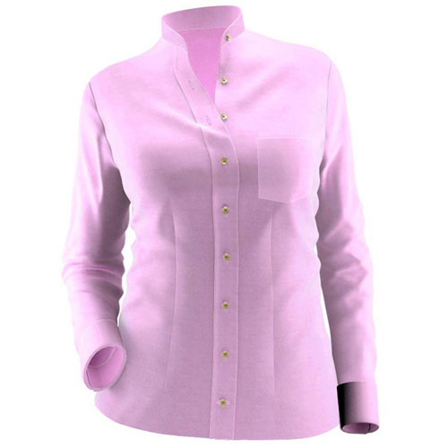 An image illustration of the left V-shaped chest pocket in a women’s shirt.