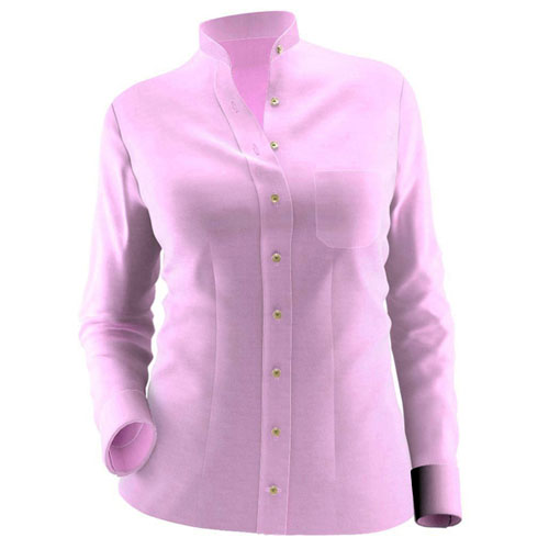 An image illustration of the left angled-shaped chest pocket in a women’s shirt.