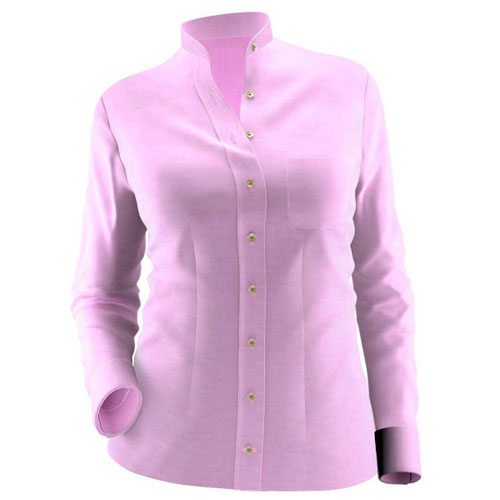 An image illustration of the left rounded-shaped chest pocket in a women’s shirt.