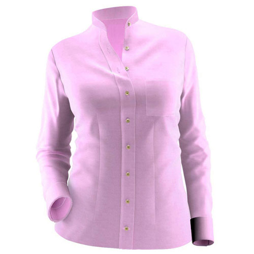 An image illustration of the left squared-shaped chest pocket in a women’s shirt.