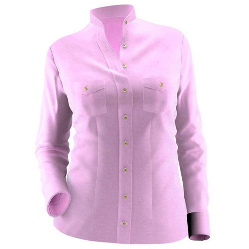 An image illustration of two box pleat chest pockets with buttoned flaps in a women’s shirt.