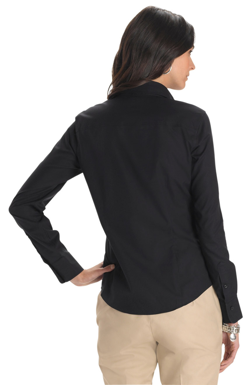 Womens black shirt with collar - A tailored basic black shirt long