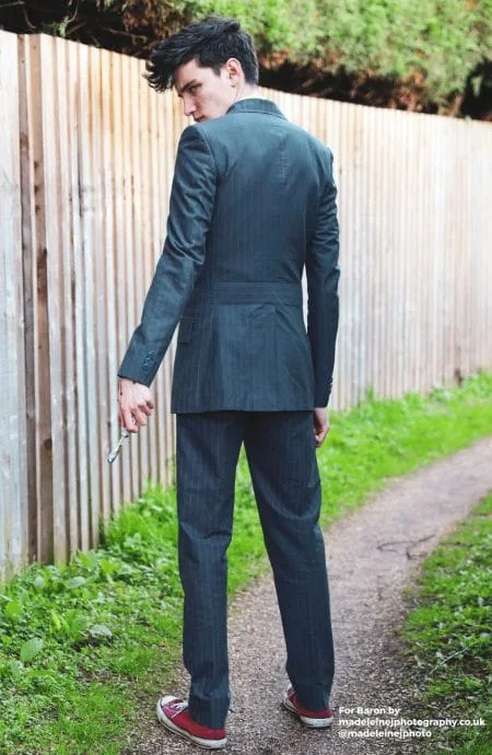 10th Doctor Who Blue Pinstripe suit full back view.