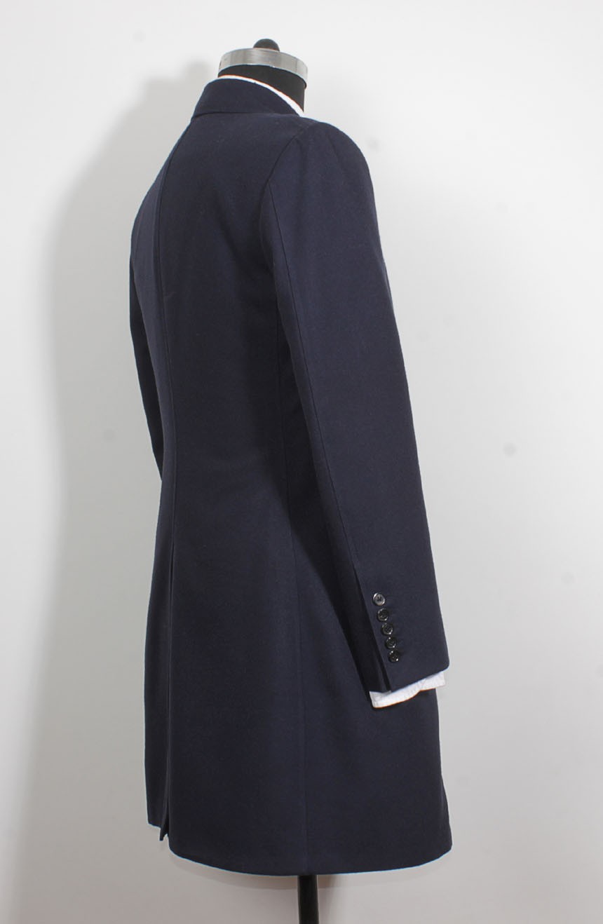 Baron Boutique Navy Wool Cashmere Coat Womens Tailored Single Breasted 