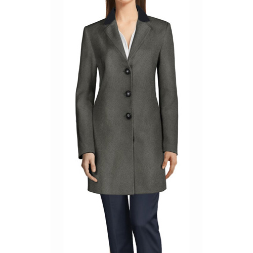 Black velvet collar in a women’s coat.