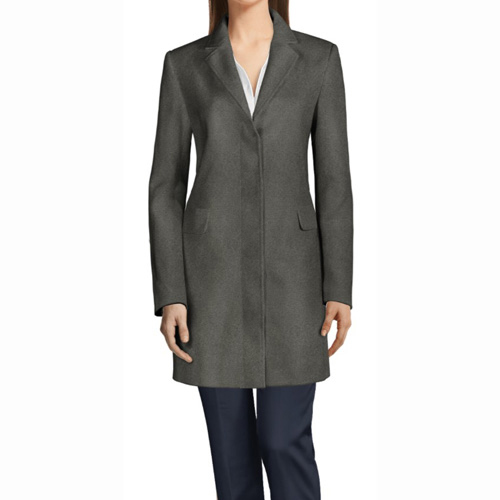Standard hidden buttons fastening in a women’s coat.