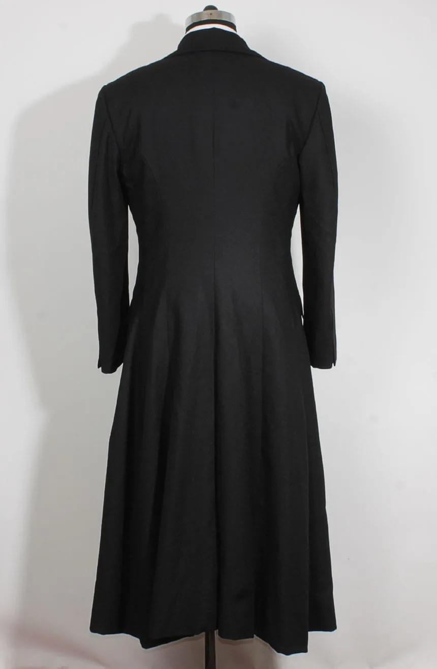 Keanu Reeves black trench coat from the Matrix 3, a full back view.