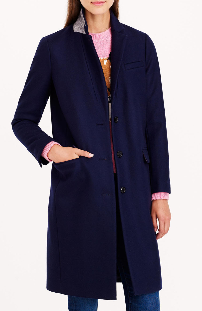 Navy Wool Cashmere Coat Womens Tailored Single Breasted